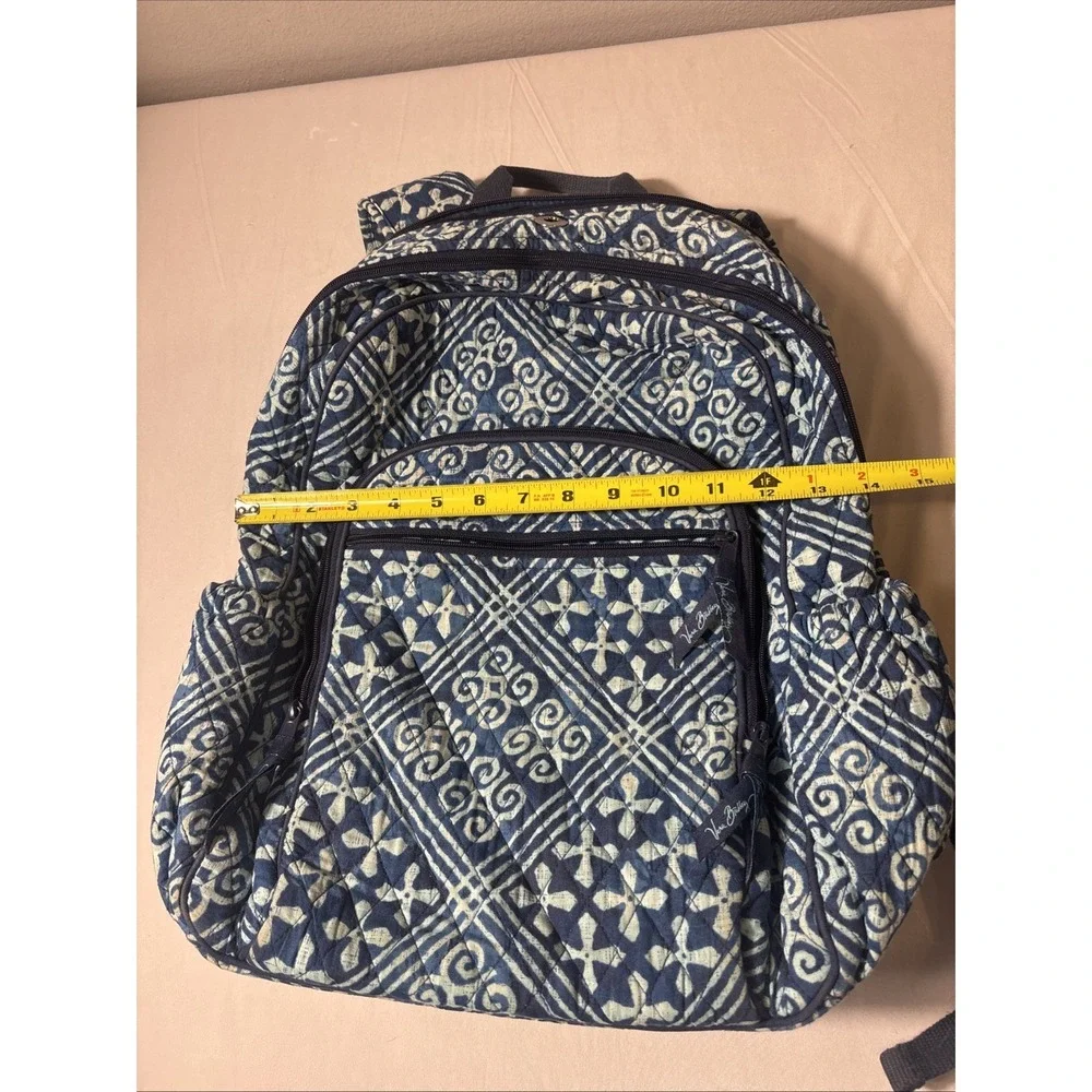 Vera Bradley Cuban Tiles Campus Tech Backpack RETIRED Blue Laptop Compartment
